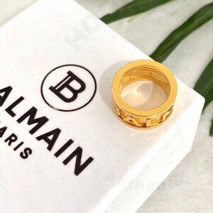 Balmain Gold Tubular Chain Ring